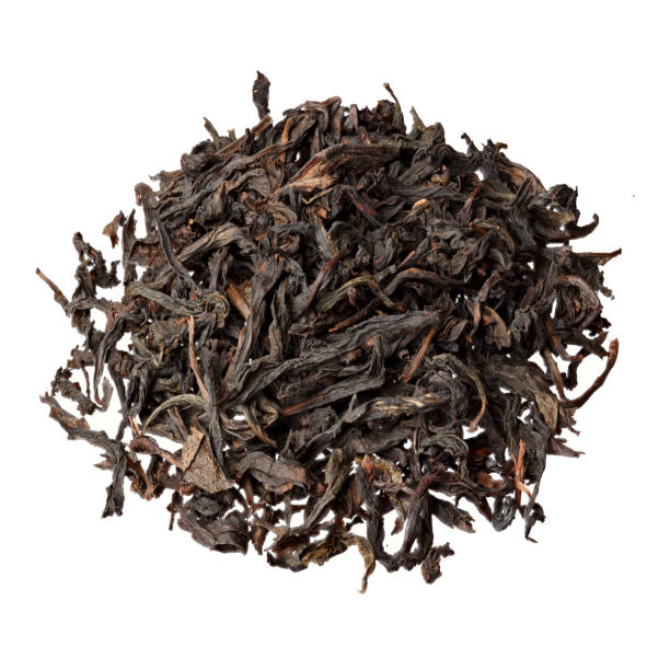 istock Da Hong Pao black tea close-up, isolated on white. 2165279500