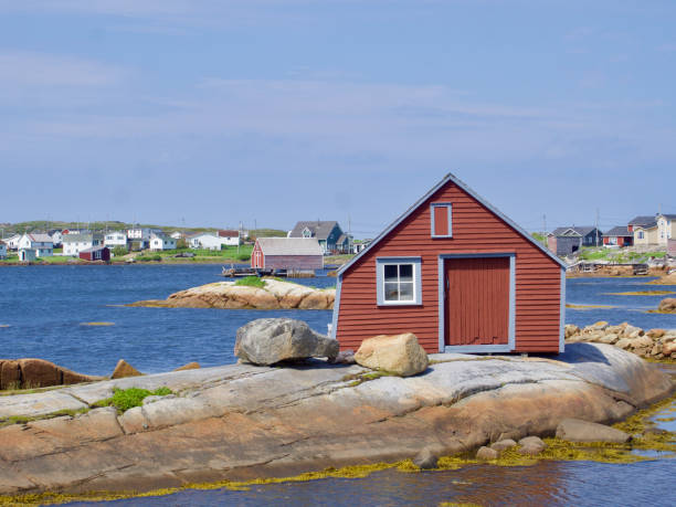 Lac St-Joseph, Quebec, Сanada - August 27, 2023: Luxurious lakefront property located in Lac St-Joseph, a rich suburb of Quebec City on a sunny day of summer.