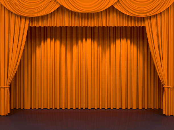 istock Luxury stage or windows curtains, realistic 3D illustration 2165280464