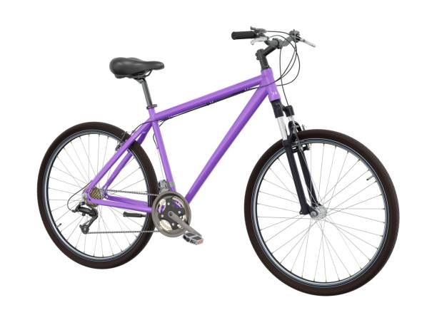 istock Purple bicycle, side front view isolated on white background, 3D illustration 2165280516