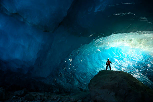 Beautiful blue ice cave on Fox Glacier,New Zealand