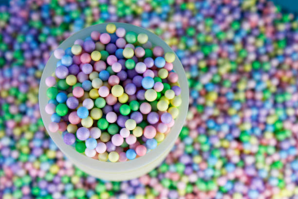 Abstract background made from glowing spheres - 3D generated image.