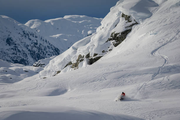 istock Backcountry snowmobiler rides across glacier 2165285578