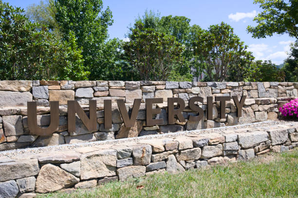 istock University sign on stone wall 2165290462
