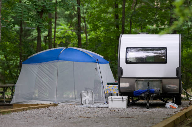 istock Small camper in public state park 2165290479