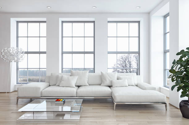 istock Large luxury modern bright interiors Living room mockup illustration 3D rendering image 2165290565