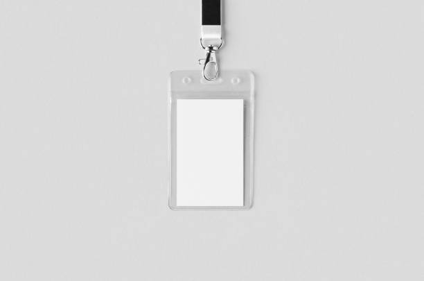 istock ID Card holder mockup with lanyard, vertical. 2165292311