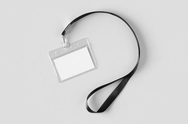 istock ID Card holder mockup with lanyard, horizontal. 2165292324