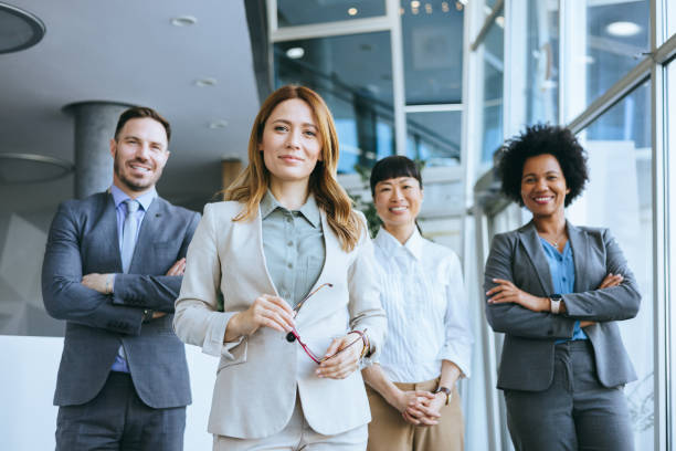 istock Professional business team with female leader 2165292528