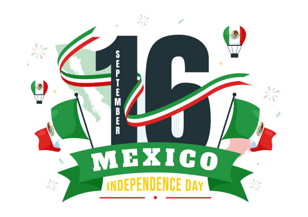 istock Mexico Independence Day Vector Illustration on September 16 with Waving Flag and Ribbon in a National Holiday Flat Style Cartoon Background 2165300058