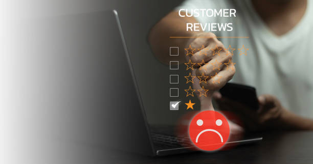 istock A man is using a laptop with a screen that says Customer Reviews 2165305645