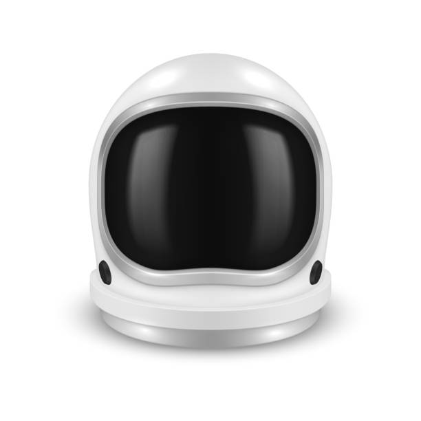 istock White astronaut helmet with black glass protective headdress for space travel realistic vector 2165306494