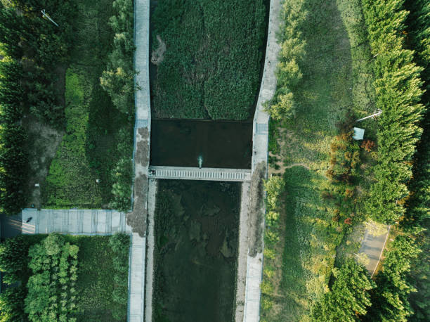 Aerial view of the artificial river channel