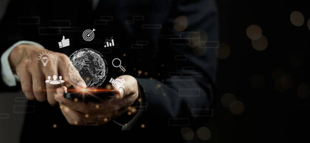 istock Businessman using smart phone. Business global internet connection application technology and digital marketing, Financial and banking, Digital link tech, big data. 2165306890