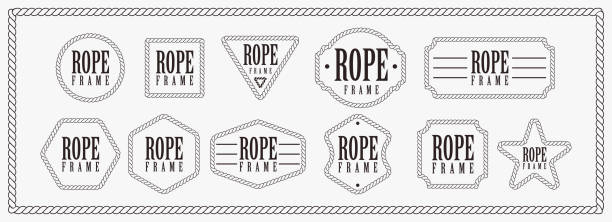 Set of Rope frame badge emblem seal stamp vector on white background Set of Rope frame badge emblem seal stamp vector on white background western stock illustrations