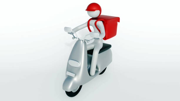 istock a white figurine riding a scooter against a white background. 2165309754