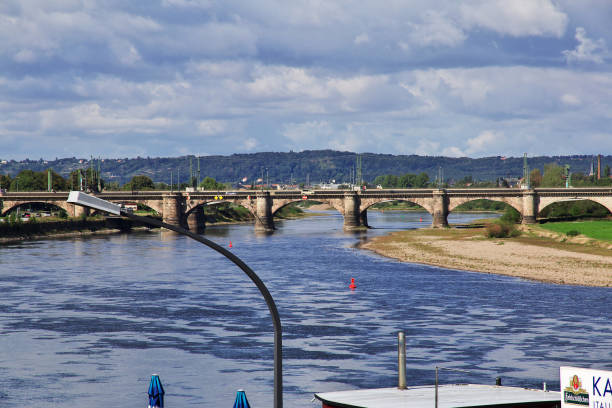 Dresden, Germany - 07 Sep 2015: Bruhl's Terrace on Elbe river in Dresden, Saxony, Germany