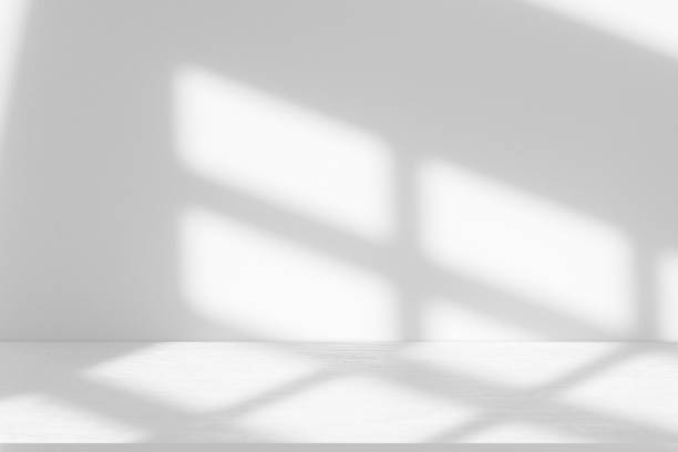 istock Studio style background wall decoration presentation uses white tones. with shadows cast from a nearby window, concept creating a decorative backdrop. 2165310994