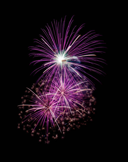 istock Pink fireworks on black background for celebration and anniversary 2165311087