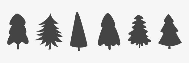istock Hand drawn fir trees illustration. Black silhouette. Xmas holiday mood. Vector isolated on white background 2165316013