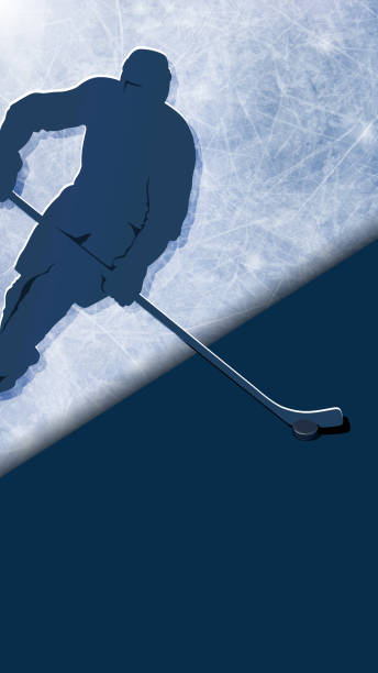 istock Ice hockey vertical banner with player and rink 2165317973