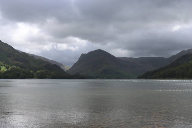 View of Keswick and Derwent Water from the ascent of Catbells in the Lake District of Cumbria, England.
