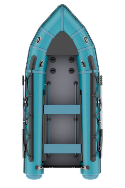 Inflatable boat, lightweight boat, top view. 3D rendering isolated on white background