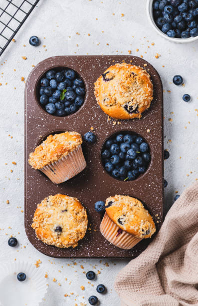 istock Blueberry muffins and blueberry berries 2165324478