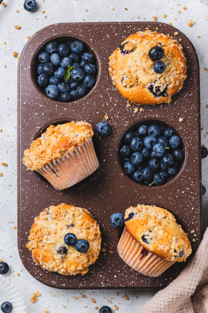 istock Blueberry muffins and blueberry berries 2165324487
