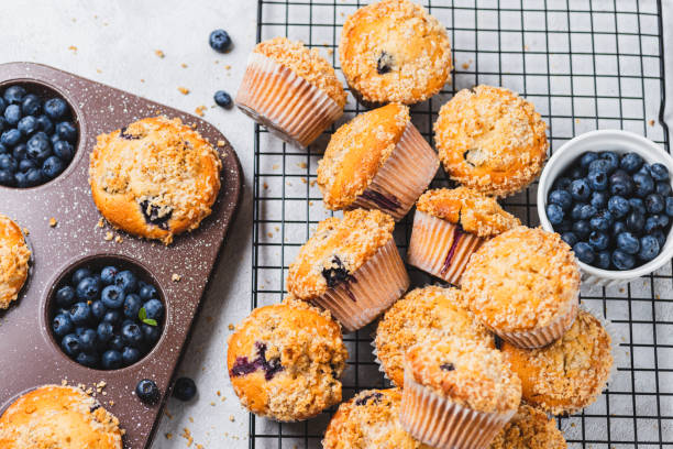 Blueberry muffins and blueberry berries