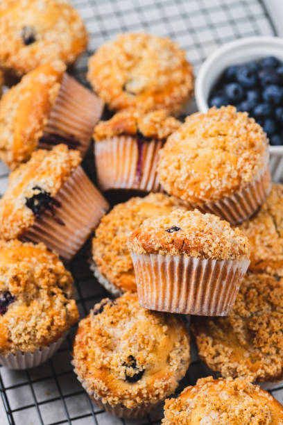 istock Blueberry muffins and blueberry berries 2165324504