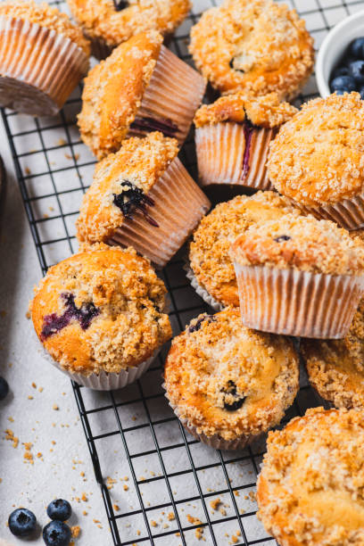 istock Blueberry muffins and blueberry berries 2165324506