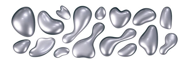 istock Chrome liquid 3d shapes in y2k style isolated on a white background. Render of 3d metal silver element, melt fluid form in retro aesthetic and futuristic style. 3d vector y2k illustration 2165326239