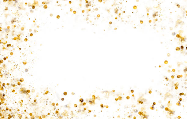 istock golden sparkling spots frame on white background 2165328238