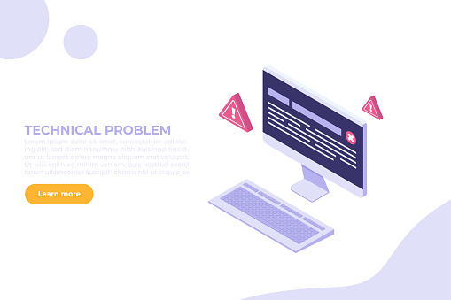 Is Computer Rx Down Isometric Vector Concept Of Computer Outage Or Failure Due To Server ...