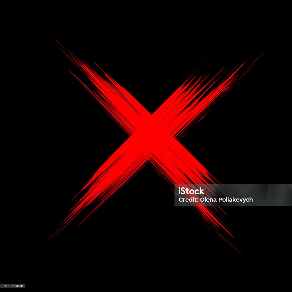Red Abstract X Red X Brushstroke Black Background Abstract Vector Symbol Bold Color ...