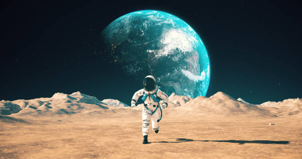 istock Brave Male Astronaut in Space Suit Confidently Running On Mars. 2165335011