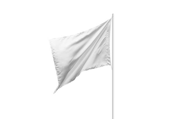 istock Isolated white flag mockup on a thin pole. Perfect for adding custom designs, logos, or national flags. Clean and versatile design for various applications 2165335795