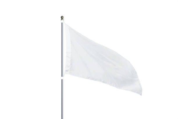 istock Isolated white flag waving in the wind. Perfect for mockups, adding designs, or national flags. Emphasizes motion and freedom in a simple, clean design 2165335807