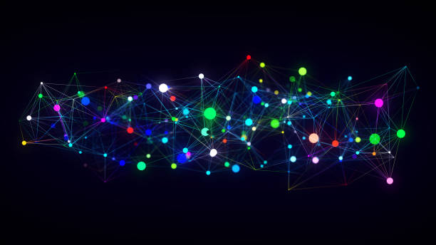 istock Business futuristic backdrop. Network connection structure cyberspace with moving particles. Abstract cyber security background. 3D rendering. 2165337624
