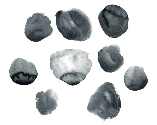 istock Set of abstract Payne s grey splashes on the watercolor paper texture. Hand drawn Illustration perfect for card, invitation and more. 2165346192