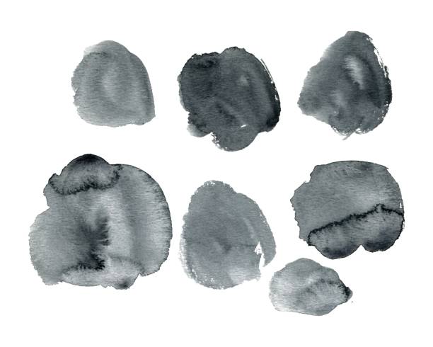 istock Set of abstract paynes grey splashes on the watercolor paper texture. Hand drawn Illustration perfect for card, invitation and more. 2165346247