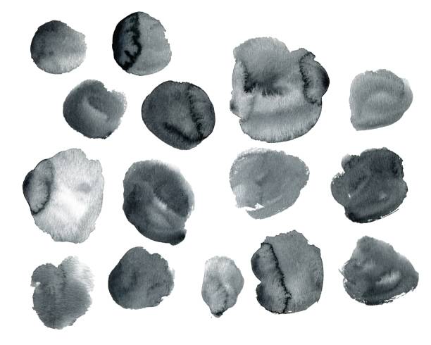 istock Large Set of abstract paynes grey splashes on the watercolor paper texture. Hand drawn Illustration perfect for card, invitation and more. 2165346256