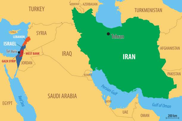 istock Map of Middle East including Israel and Iran 2165347955