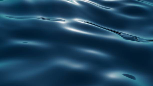 istock 3d render, abstract background of calm wavy water surface macro. Gentle ripples catching the light. Deep blue sea wallpaper 2165348092