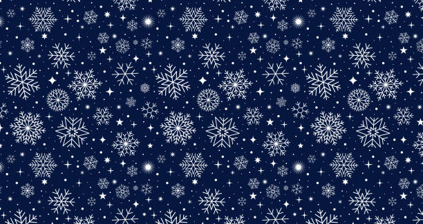 schneeflocken-hintergrund. nahtloses schneemuster. winter-tapete - christmas pattern stock-grafiken, -clipart, -cartoons und -symbole