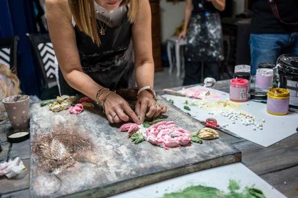 istock woman is working relief art at studio horizontal working with hands still 2165351545