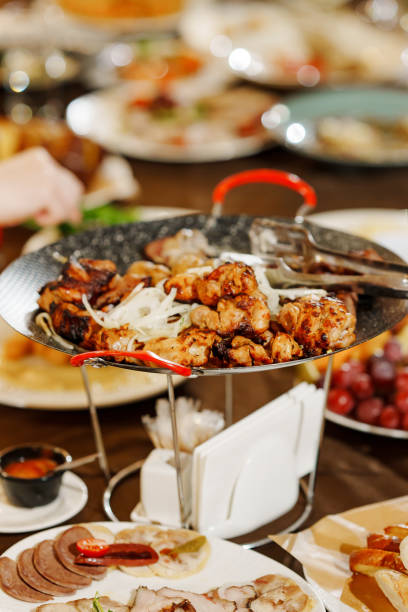 istock a large served festive table with appetizers. 2165351573