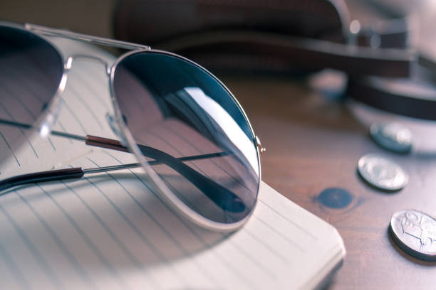 Vintage aviator sunglasses isolated on white background