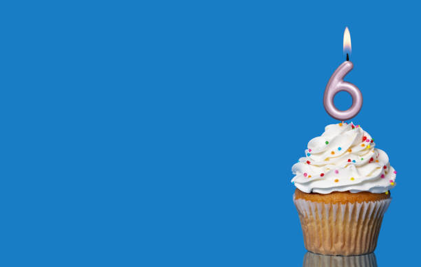 istock Birthday Cupcake With Candle Number 6 Lit. 2165363309